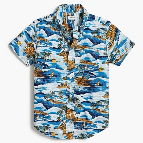 Crewcuts Hawaiian Print Button Front Short Sleeve Shirt size 6-7 - Picture 1 of 7